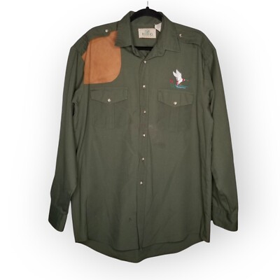 Vintage Redhead mallard duck shooting shirt button front army