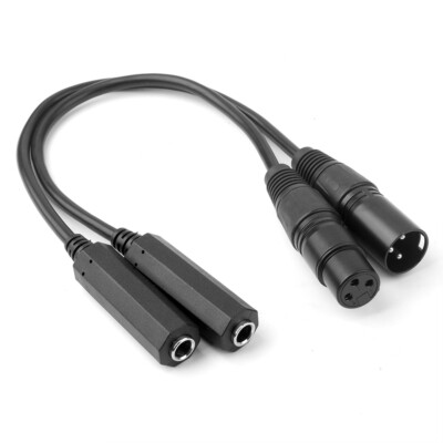 30cm 6,35mm TS Buchse auf 3-Plug XLR-Stecker Buchse Audio-Mikrofonkabel Adapter