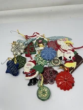 Christmas Tree Ornaments Lot of 17 Ceramic Assorted Shapes Sizes and Colors
