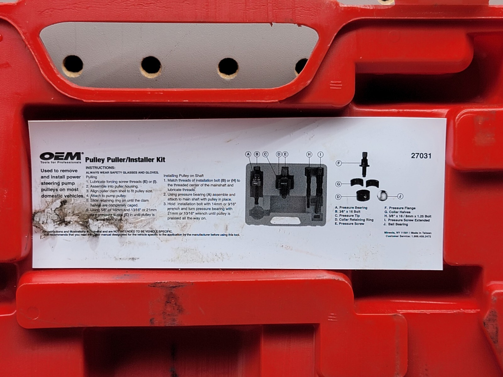 OEM Tools 27031 Pulley Puller/Installer Kit in Red Hard Case bx eBay
