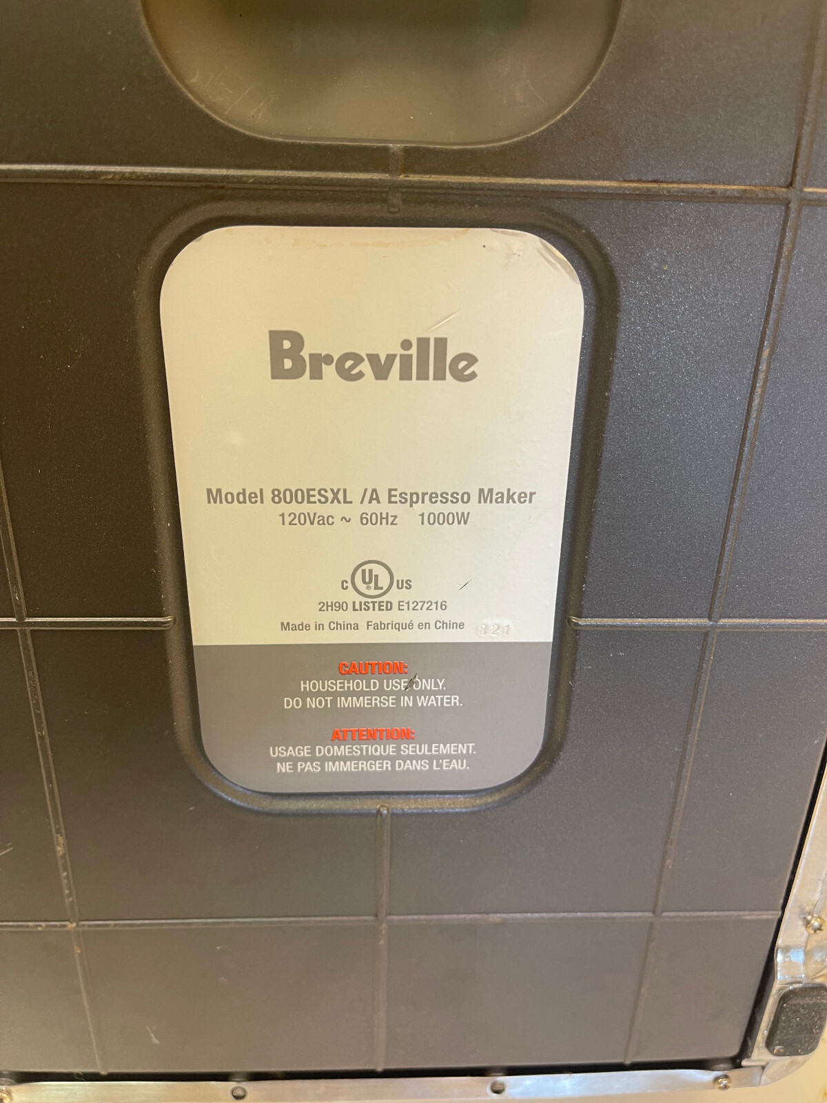 Breville 800ESXL 15-Bar Triple-Priming Die-Cast Espresso Maker * PARTS OR REPAIR