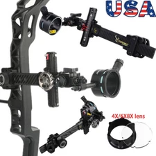 Compound Bow Sight 1Pin Carbon 0.019" 4X 6X 8X Lens Micro Fiber Adjustable Hunt