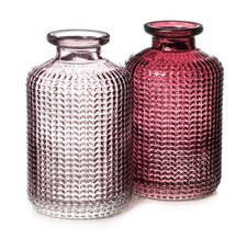 2er Set Glasflaschen "Jazz" flieder & beerenfarben - kleine Vase, Blumenvase