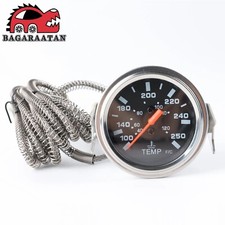 2 52mm Chrome Pointer Water Temp Temperature Gauge Mechanical Black Face  