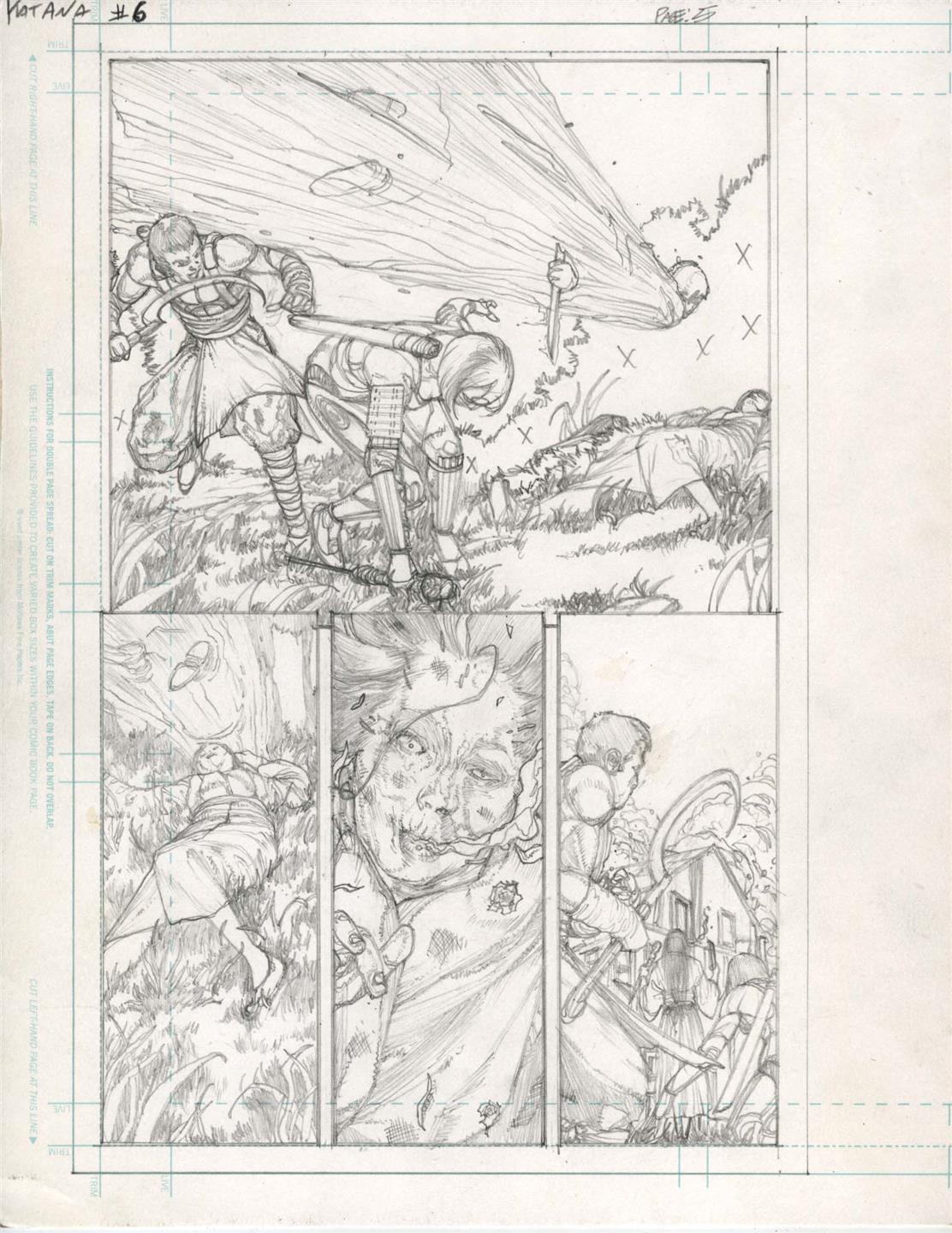 Katana #6 pg 5 DC New 52-Justice League Original Penciled art by ALEX SANCHEZ