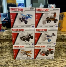 Six Erector By MECCANO Vehicle Airplane Set Lot NIB