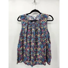 Croft & Barrow Womens Plus 1X Floral Print Sleeveless Blouse Top