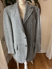 Harris Tweed Men's Size Gray Scottish Wool Herringbone Sport Coat Jacket SzM/L