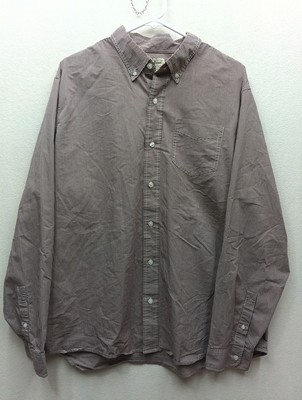 LL Bean Men's XL Reg Slightly Fitted Brown Checked Long-Sleeve Button-Down Shirt