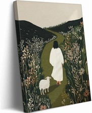 Good Shepherd Jesus Canvas Art - 99 Sheep Painting for Living Room or Church ...