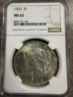 1923 PEACE SILVER DOLLAR NGC MS 62