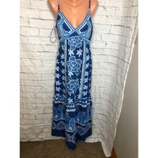 Caroline Constas Floral Midi Dress Size S Blue White floral Sleeveless