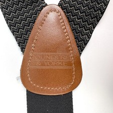 Roundtree Yorke Suspenders Braces Black Gray Chevron Stretch Adj. Clip On Gold