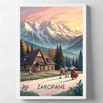 Zakopane Polen Reise Poster - Majestätischer Tatra Berg Kunstdruck_mehrDetail_4k_