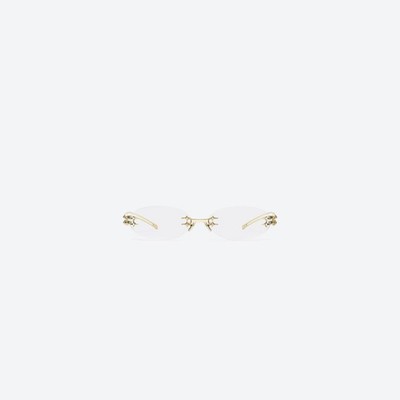 Gentle Monster/ Node 030/ Glossy Gold Metal/ Oval Sunglasses/ Gold/Clear