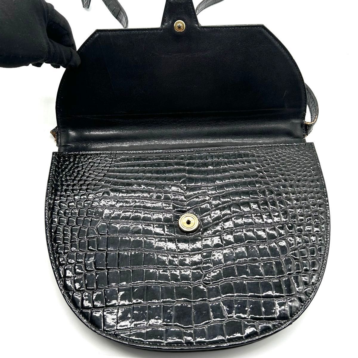 Yves Saint Laurent YSL Borsa a tracolla Coccodrillo Goffrato Formale Nera