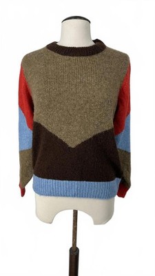 B.Young Colour Block Cozy Women's Knit Wool Blend Jumper Size M
