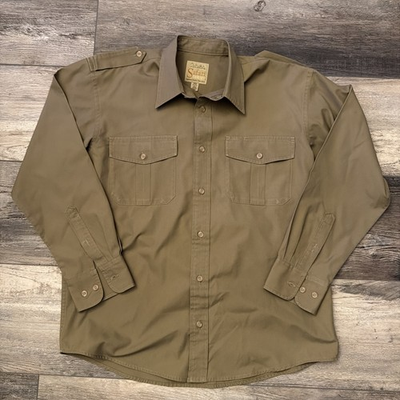 #ad Cabelas Shirt Men Medium Safari Series Long Sleeve Utility Outdoors Hunting $24.90
