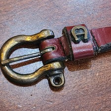 Vintage ETIENNE AIGNER Cowhide Leather Wine Belt SKINNY slim 1980s