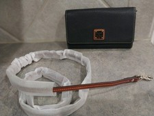 Dooney Bourke Black Pebble Grain Leather Crossbody Wallet Bag