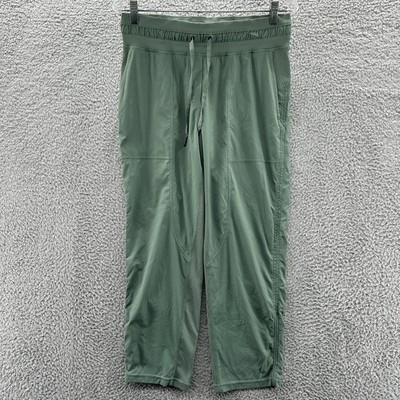 Lululemon Pants Womens 8 Green Striped Dance Studio Crop 25 Pants Stretch Hiking