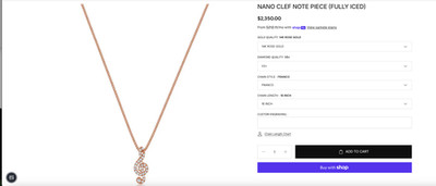 IF & CO TREBLE NANO CLEF NOTE PIECE PENDANT + CHAIN