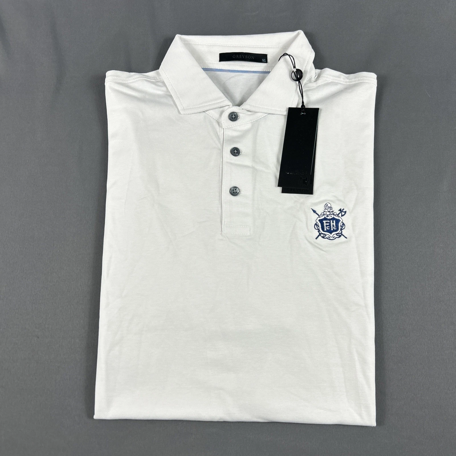 Greyson Golf Shirt Polo Chest Logo XL White Cotton Polyester Nylon NWT MSRP $118
Opens in a new wind