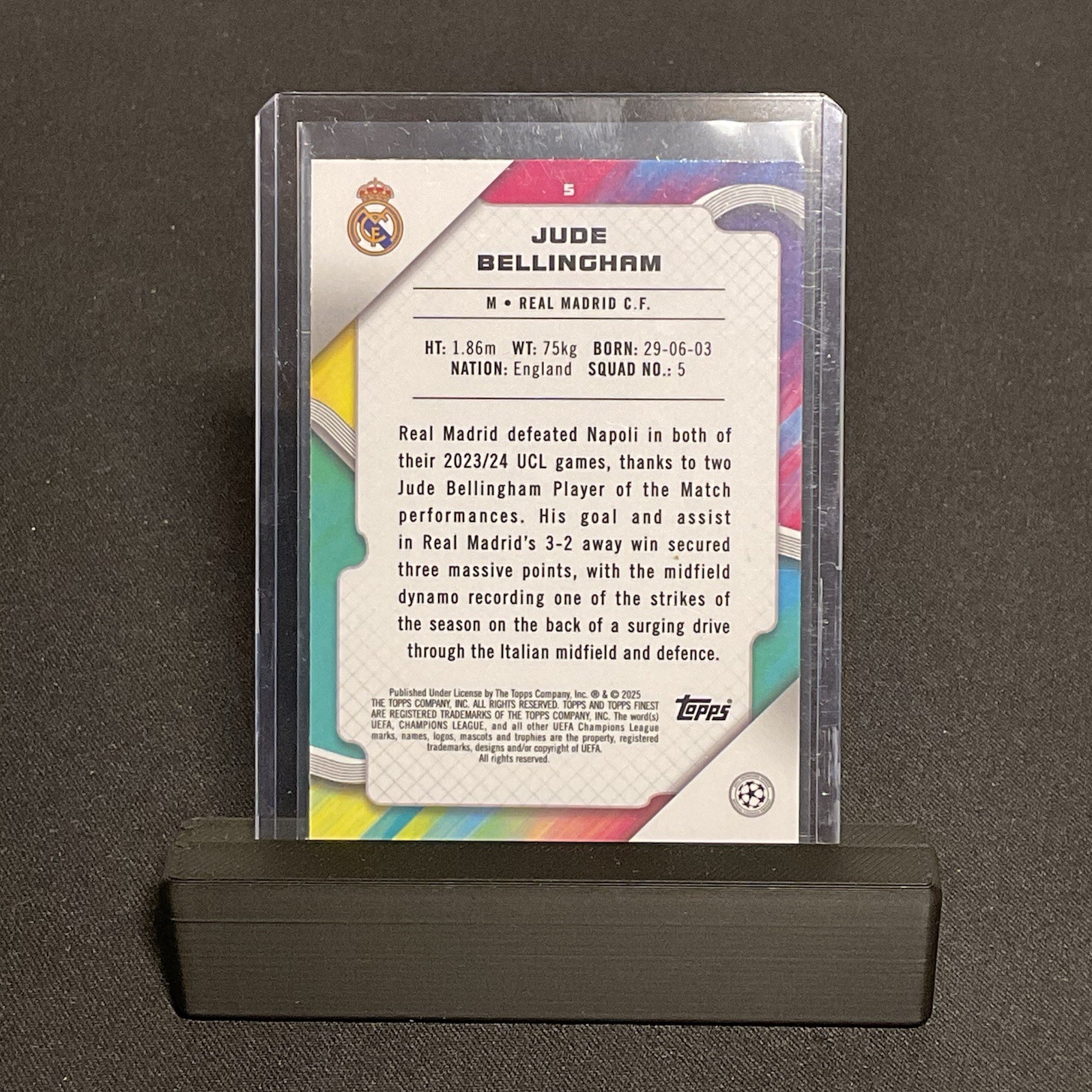 2025 Topps Finest Jude Bellingham Green Lava /99 Champions League #5 view 2