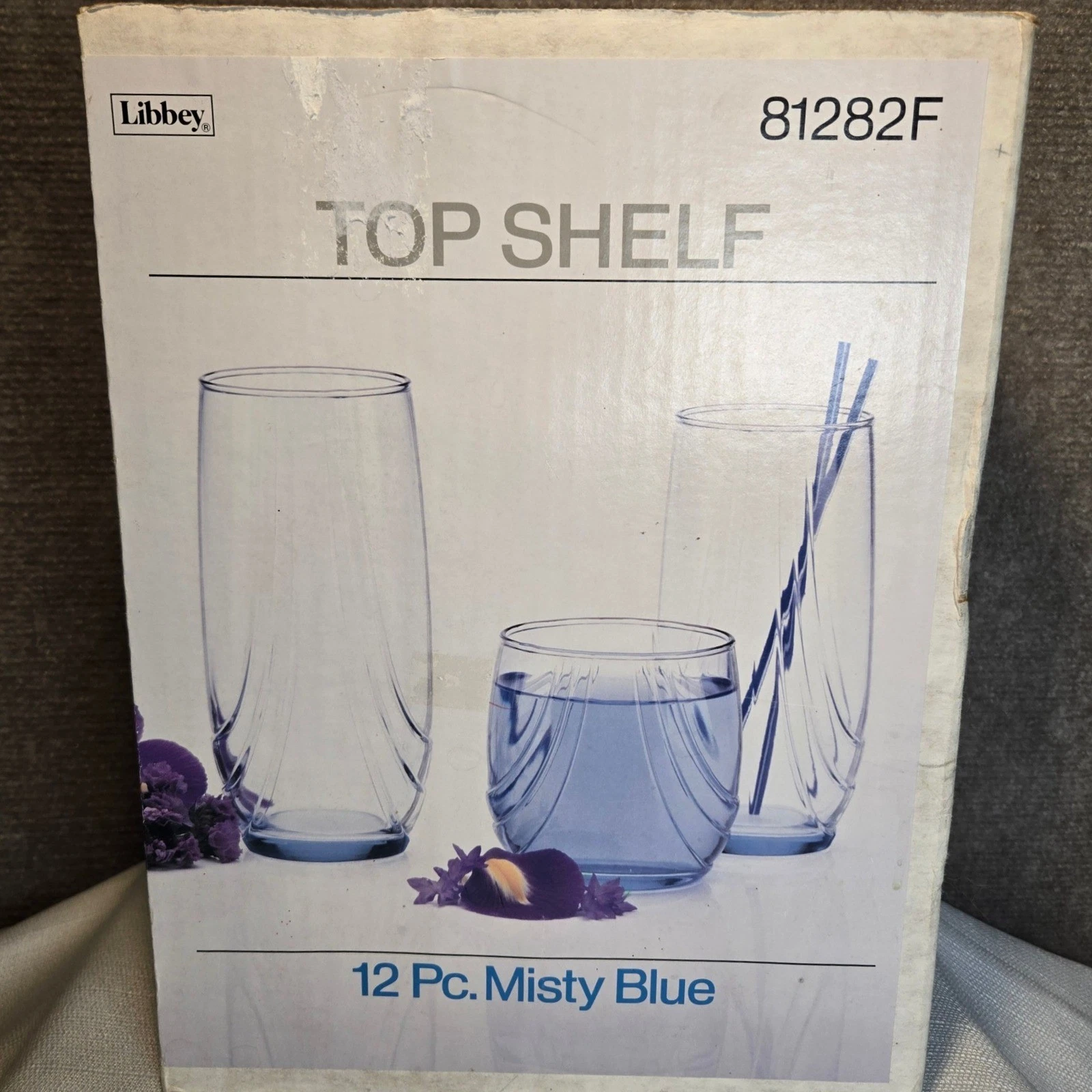 VTG Libbey Top Shelf Misty Blue Glassware Set 12 Pc 81282F Rocks Beverage Cooler