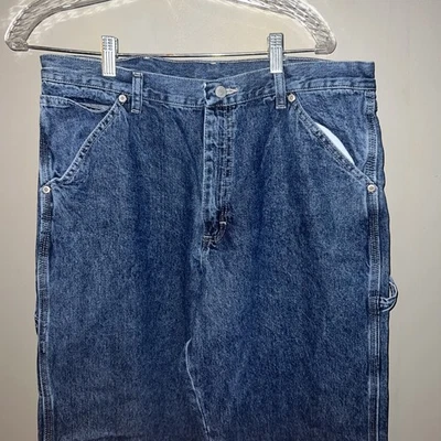 Wrangler Carpenter Jeans Mens 34x30 Dark Wash Denim Work Pants - Image 1 of 4
