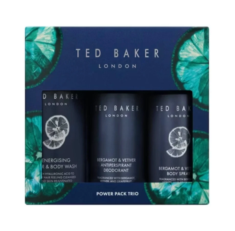 Ted Baker Power Pack Trio Body Spray Wash Deodorant Mens Christmas Gift Set