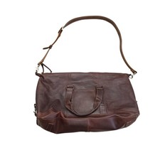 Men's Duffel Bag Vintage Leather Weekender Frequent Traveler Overnight Brown
