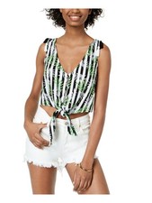 XOXO Womens Crop Top Tie Sleeveless V Neck