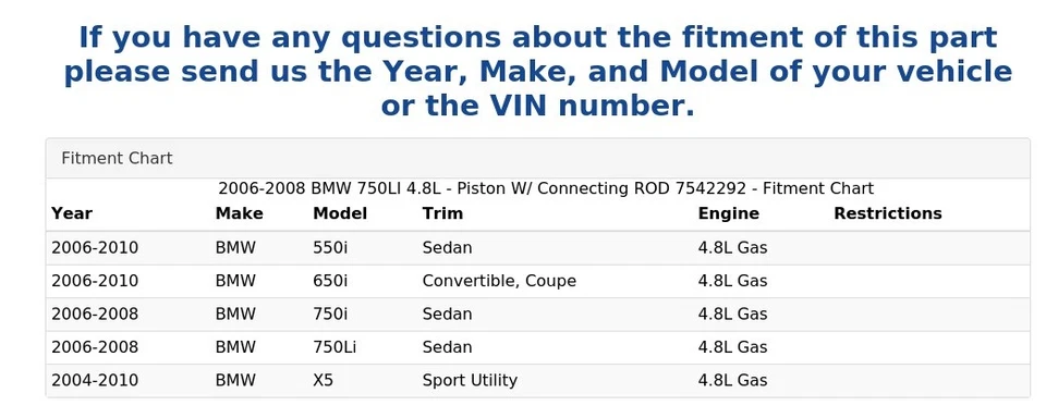 2006-2008 BMW 750LI 4,8 л - поршень с соединительным стержнем 7542292 - Изображение 4 из 4