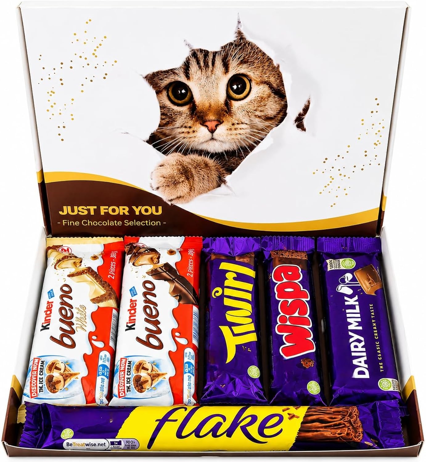 Cat Lover Chocolate Hamper Letterbox Gift Box Kinder Bueno Dairy Milk Wispa