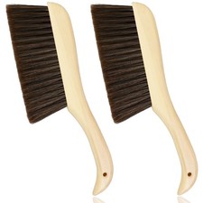 2 Pieces Hand Broom Dust Brush with Wood Handle, Soft Bristle Brush for Car Home