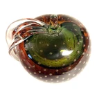 Murano Controlled Bubbles Art Glass Apple Paperweight Red Green Center