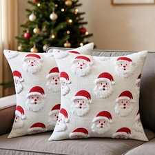 2pcs Christmas Decorative Throw Pillow Covers 18" x 18" Pack of 2 Santa Claus