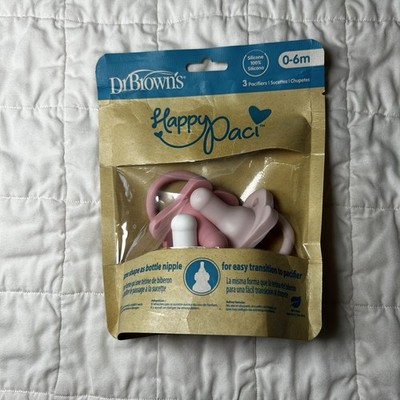 Dr. Browns Happy Paci 0-6 Months 3 Pacifiers Pink, Light Pink, White Sealed NEW