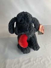 Russ Bosworth Smoky Gray Puppy Dog Holding Red Heart Valentine Plush 7"