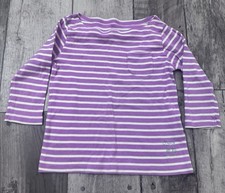 Mini Boden 3/4 Sleeve Purple Stripe Tee Dog Stretch 5-6 Years