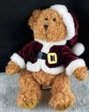 Russ Berrie  Kris  Santa Teddy Bear Plush 10  Wearing Christmas Red Velvet Suit