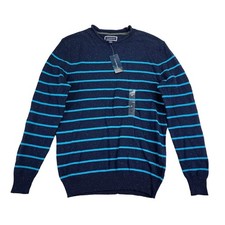 Club Room Mens Gregor Striped Knit Crewneck Sweater Blue S