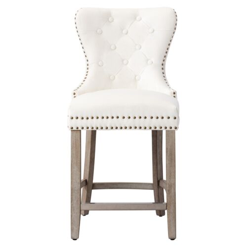 24" Tufted Velvet Counter Stool, Antique Gray - Picture 9 of 66