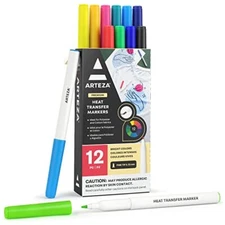 Heat Transfer Fabric Markers 12 Colors Fade-Resistant Heat Transfer Ink Smoot...