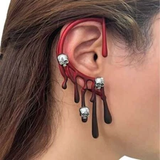 Halloween Goth Women Ear Cuff Earring Creepy Skull Ear Clip Punk No Piercing