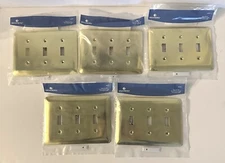 5 PC LOT BRAINERD LIBERTY HARDWARE TRIPLE LIGHT SWITCH COVER BRASS PLATED 64375
