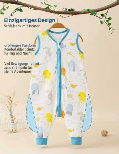 Baby Sommer Schlafsack mit Füßen 0.5 Tog Kinder Dünn Schlafsäcke mit Beinen - Bild 14 von 42