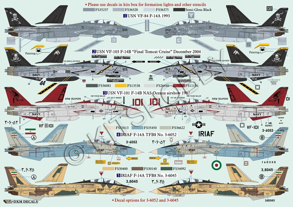 DXM decal 1/48 USN F-14 Tomcat Collection 1 (VF-84 / VF-101 / VF-103 & IRIAF) - Image 2 of 4