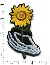 26 Pcs Embroidered Iron on patches Skull Hand with Sun Flower 60x100mm AP021hS
